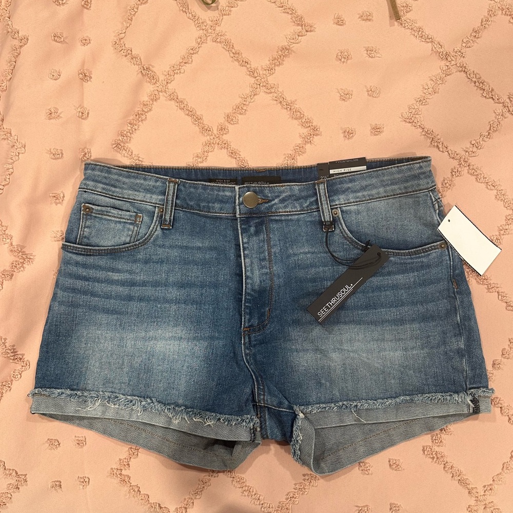 See Thru Soul Boyfriend High Rise Denim Shorts